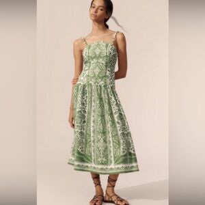 Farm Rio Delicate Tapestry Midi Dress in Green Sz M #MD1404 NWT